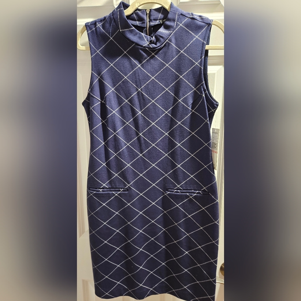 Sharagano Navy Plaid Dress